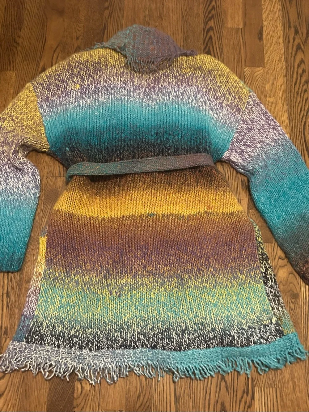Anthropologie Pastel Multicolor Open-Front Knit Cardigan Graylin - Picture 9 of 10